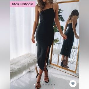 Beginning Boutique Black Asymmetrical Midi